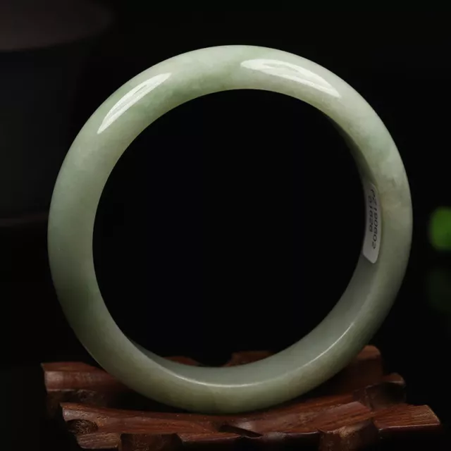 58mm Certified Grade A 100% Natural Green Jadeite Jade Bangle Bracelet 03305