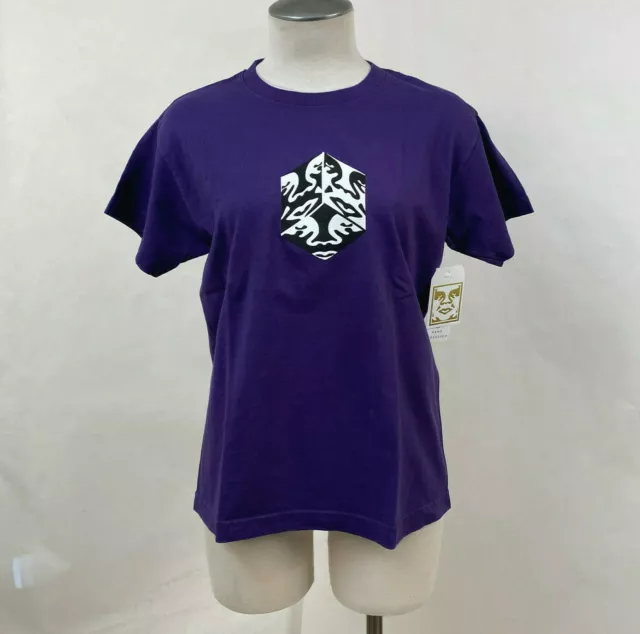 Obey Women's Box T-Shirt Cube Purple Size S NWT Shepard Fairey Andre