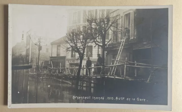 Photo card. 1910 Ave de la Gare Flooded Silver