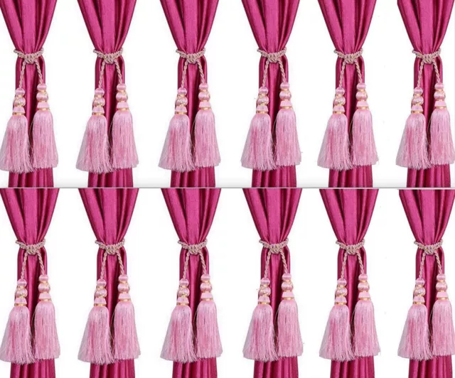 Beautiful Polyester Curtain Tassels Tiebacks Pink for home decor set of 12 Pcs