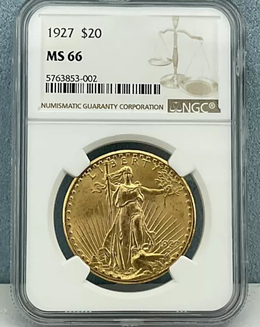 1927 $20 Saint-Gaudens Gold Double Eagle Coin MS-66 by NGC