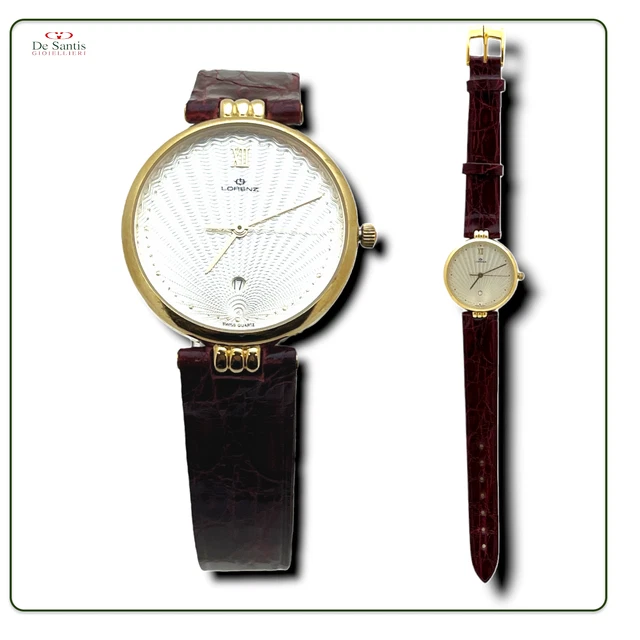 Orologio donna Lorenz Originale Solo Tempo Cinturino in pelle marrone vero cocco