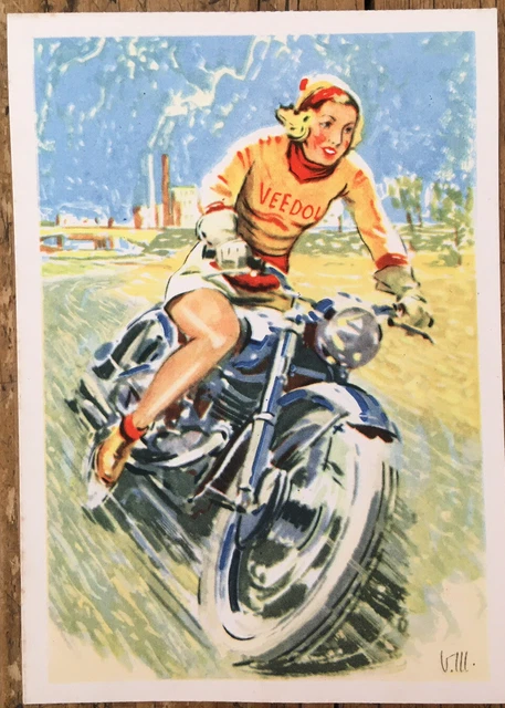 Veedol Pinup Postkarte Original 50er Jahre