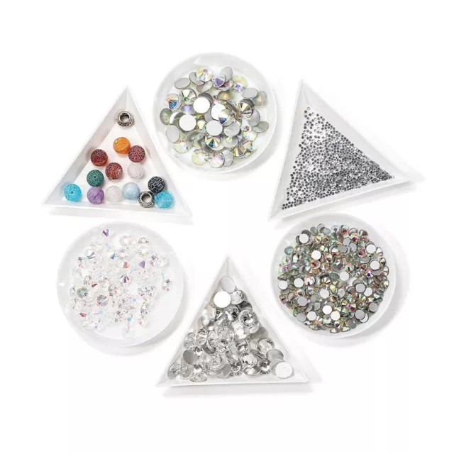 Nail Dotting Rhinestone Tray Triangle Round Plate Beads Display Container