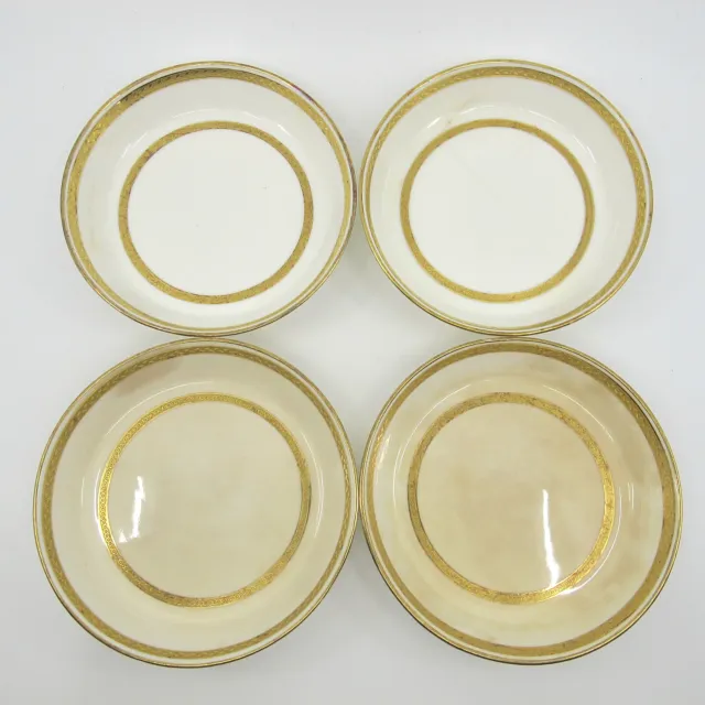 G8338 by MINTON for TIFFANY Gold Encrusted 4 Fruit Sauce Bowl Set with FLAWS