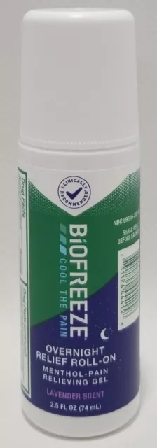 Biofreeze Menthol Overnight Roll-On Pain Relieving Gel 2.5 FL OZ