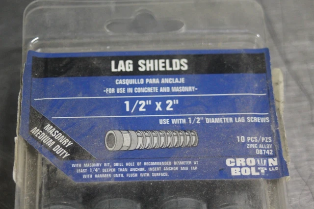 Crownbolt Lag Shields 1/2" x 2" 10Pk