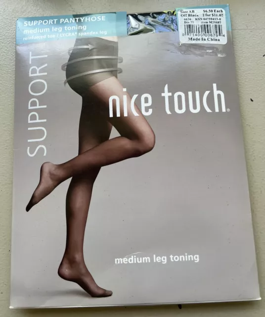 Nice Touch SUPPORT Medium Leg Toning Pantyhose Size A/B  Off Black