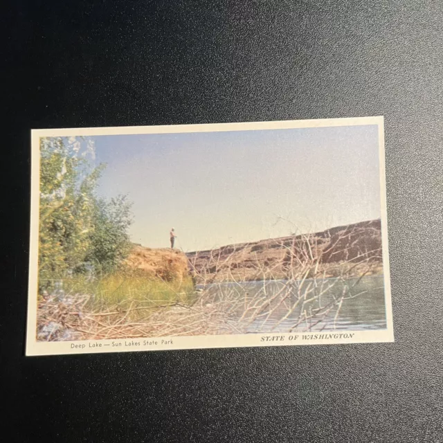 Deep Lake at Sun Lakes Dry Falls State Park Washington WA Vintage Postcard
