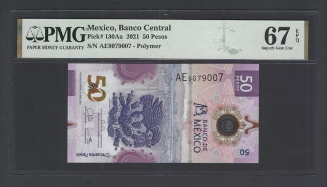 Mexico 50 Pesos 2021 P130Aa Uncirculated Grade 67