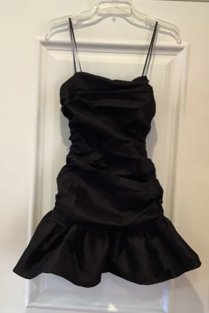 South Boutique Ruched Ruffle Mini Dress Size Large Black Tube Top NEW WITH TAGS