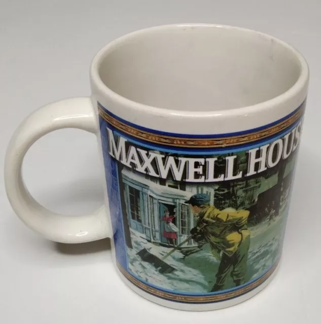 Vintage Maxwell House 12 Oz Cup Firehouse And Snow Shovling