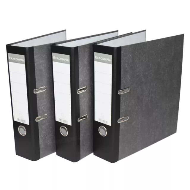 3 x Black 75mm A4 Lever Arch Files Paper Document Large Storage File Folders