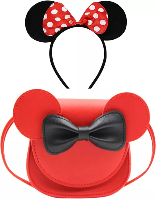Cute Bowknot Crossbody Purse Shoulder Bag with Mouse Ears Fashion Satchel for Bo