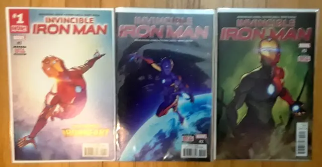 Marvel Invincible Iron Man #1-3 Riri Williams Ironheart Comic Book Lot Vf+