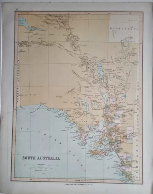 1878 Antique Map South Australia Eyria Kangaroo Island Musgrave Cardwell