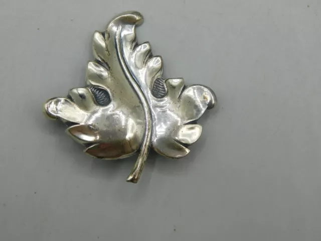 925 Vintage Jewelart Leaf Design Pin Brooch Sterling Silver 1.9"