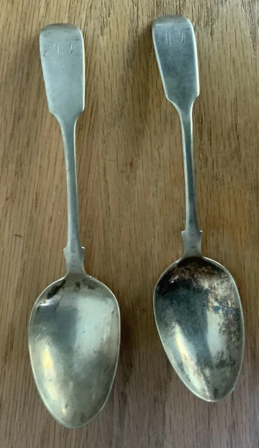 Two 1887-1895 John Leslie Canadian Sterling Silver Spoons Leslie & Hendery Marks