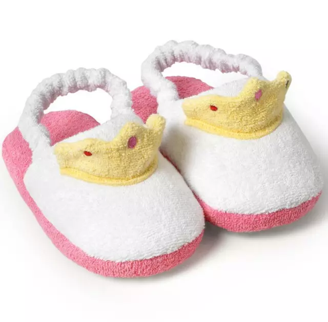 White Princess 100% Cotton Terry slippers with Sling Back 2-4 Yrs Or 4-6 Yrs