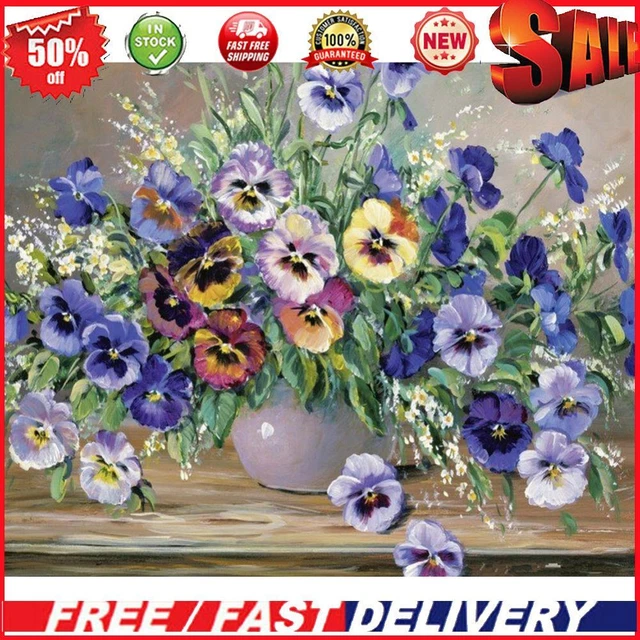 Painting By Numbers Kit DIY Flowers Canvas Oil Art Picture for Home Wall Decor