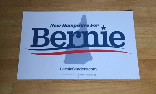 Bernie Sanders Official 2020 New Hampshire President Campaign Sign Placard 14x22