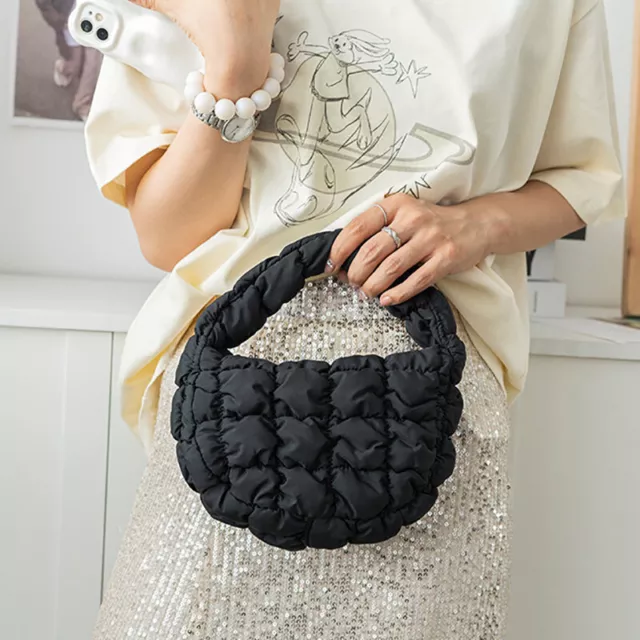 Fashion Mini Puffer Tote Bag Elegant Phone Purse Key Pouch Simple Trend Handbag