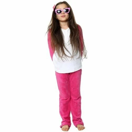 Bambine Rosa Pigiama Morbido Pile 2 Pezzi Flanella Set Lounge Abito Età 2-13