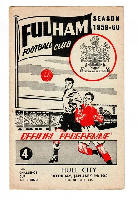 1958/59 Fulham v Hull City FA Cup football programme