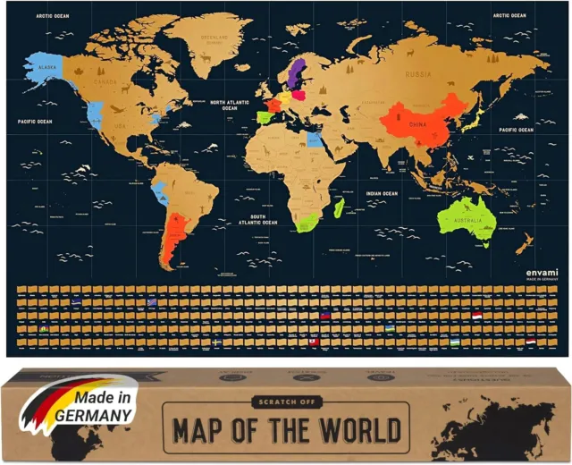 POSTER MAPPAMONDO DA Grattare Cartina Geografica Mappa del Mondo 60x40 Nero  Muro EUR 8,99 - PicClick IT
