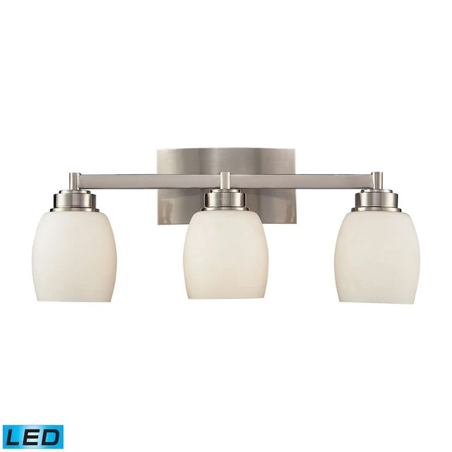 20 Inch 28.5W 3 LED Bathroom Light Fixture with Opal White Glass and Straight