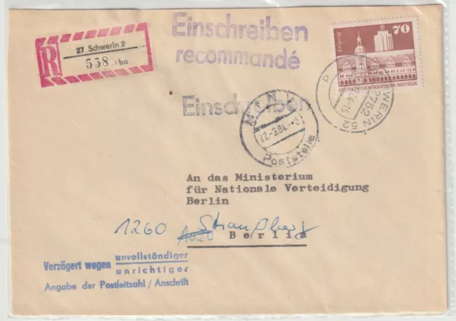 Brief a,d. Ministerium für Nationale Verteidigung  Einschreiben  1984, DDR