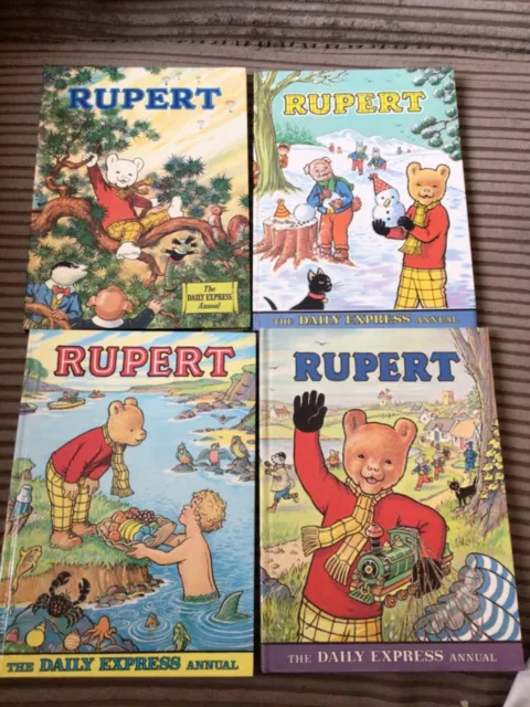 5 Vintage Original Rupert Bear Books (Annuals) - 1951, 1952, 1953, 1954 & 1955