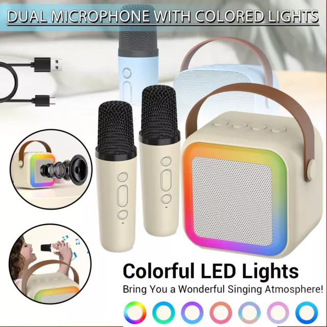 Portable Bluetooth 5.1 Karaoke Machine Kids with Microphone Voice Changing & LED