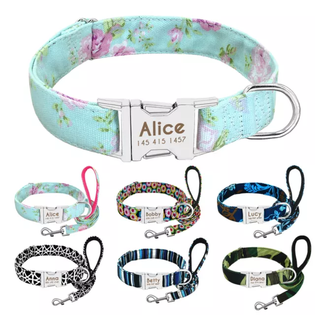 Collar y Correa Perro Personalizado Collares para Perros con Patrones Florales