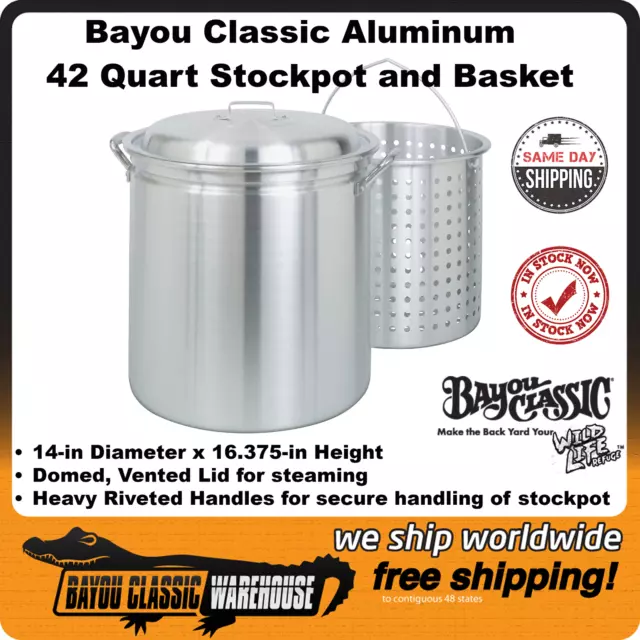 Bayou Classic 24 Quart Aluminum Stockpot with Basket
