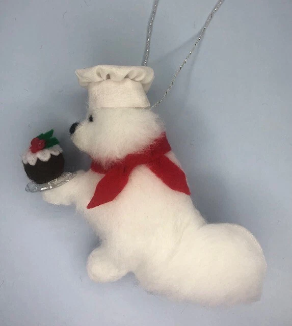 SAMOYED CHEF with CHRISTMAS PUDDING -  PART NEEDLE FELTED DOG,,