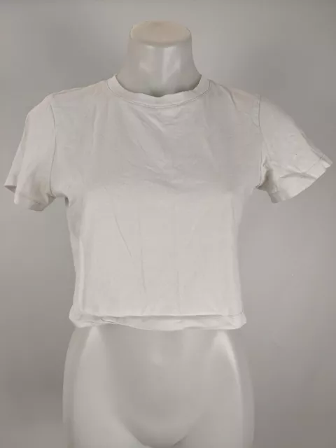 Cotton On Women's Top Size Medium White Short Sleeve Crop Round Neck