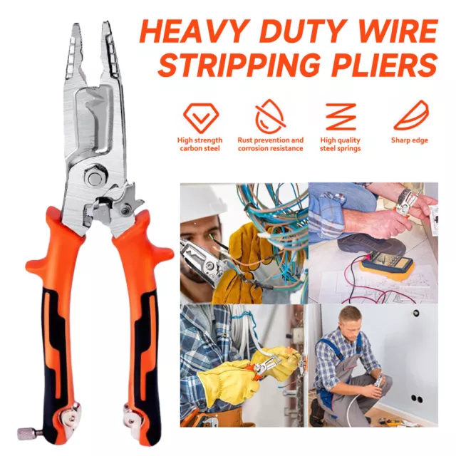 Wire Stripper Pliers Tool with Tail Cutter Crimping Tool for Electrician Lineman