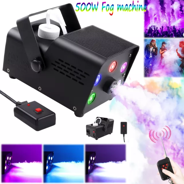 RGB LED Fog Machine Smoke Machine 500W Wireless Remote Control DJ Disco Party