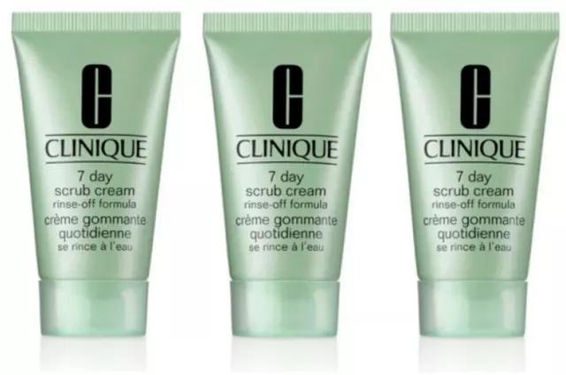 3 x Brandneue Clinique 7 Tage Peeling Creme Spülformel 30ml 90ml Reisegröße