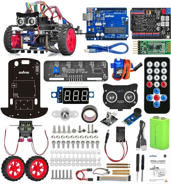 OSOYOO Modell 3 Roboter Auto Zum Selbermachen Starter Kit für Arduino: pädagogische motorisierte App,