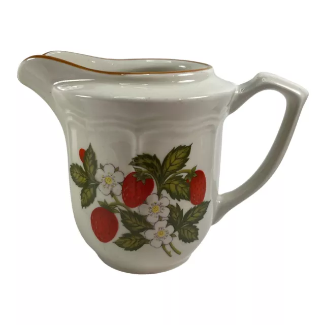 McCoy Pottery Strawberries Country White Cream Pitcher and Sugar Bowl Set 3