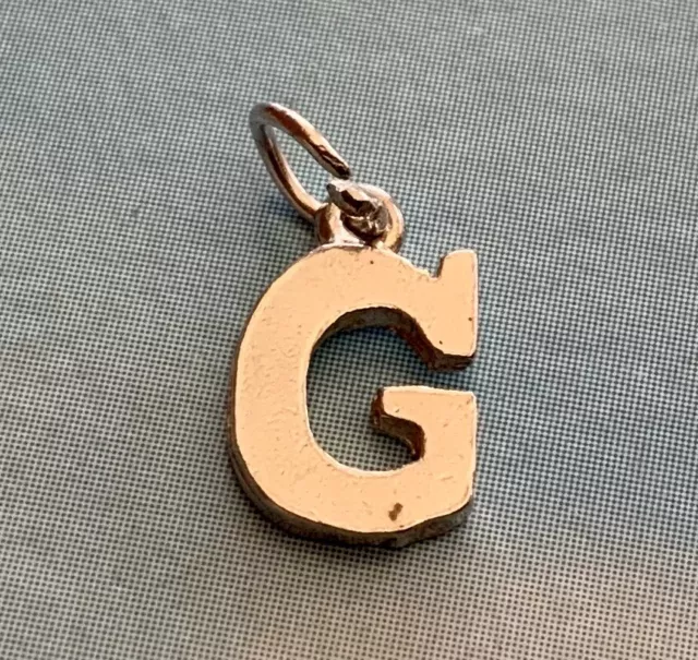 VINTAGE KLEINER BUCHSTABE G SILBER CHARM FÜR CHARM ARMBAND.0,6g