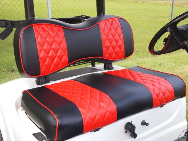 Front Seat Cover Red Diamond Stitching EZGO Freedom TXT 2014+, Valor Golf Cart