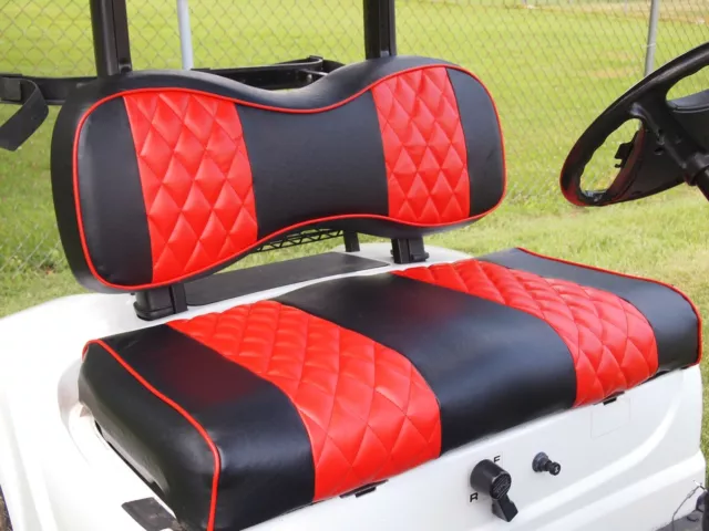 Golf Cart Seat Cover Red Diamond Stitching EZGO Freedom TXT 2014+, Valor, 4PCS