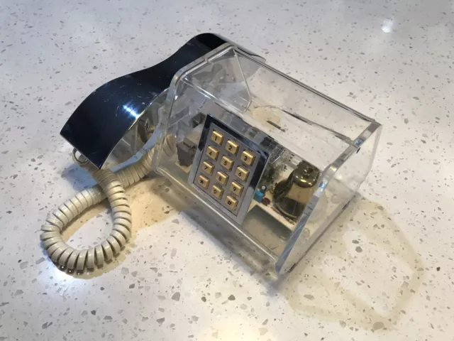 Vintage Mid Century Modern Clear Lucite Chrome Telephone by TeleConcepts #460041