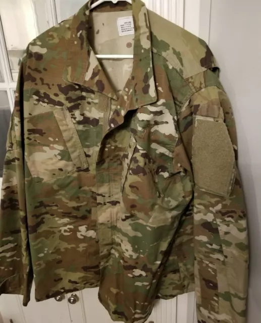 US Army Camo OCP Combat Uniform ACU Multicam Blouse Coat, Size Large,Long