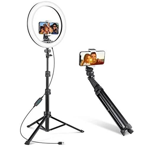 12'' Selfie Ring Light with 62'' Tripod Stand and Phone Holder, LED Lighting