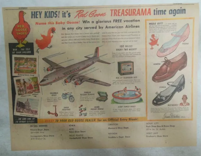 Red Goose Shoe Ad:  Free Prizes and Premiums ! from 1956 Size 11 x 15 inches