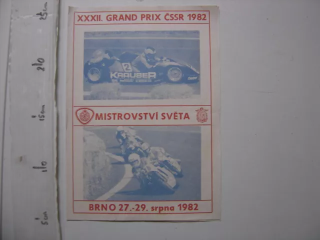 1982 Programme moto championnat du monde CSSR Brno Programmheft Motorrad Weltmei